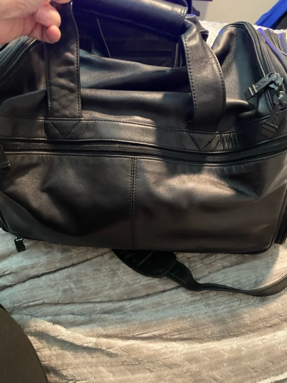 Tumi Men's Alpha Black Leather Weekender Bag - Classic Travel Carryall